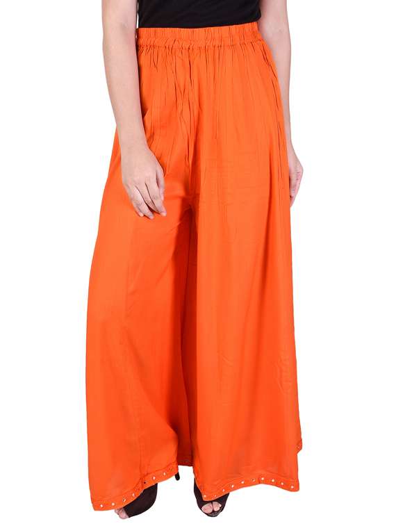 orange viscose palazzos