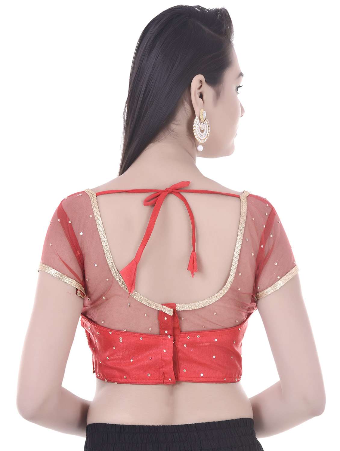 red cotton blend embroidered blouse - 14743108 -  Standard Image - 2