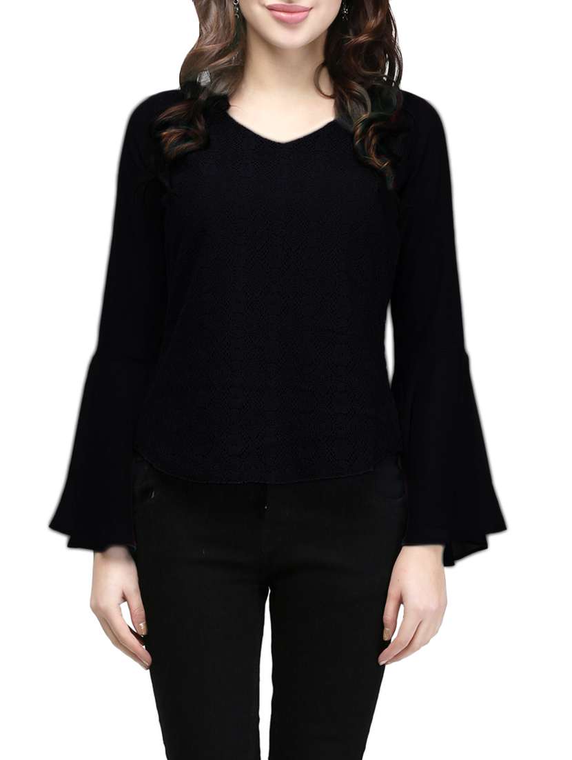 bell sleeved floral laced top - 14743150 -  Zoom Image - 0