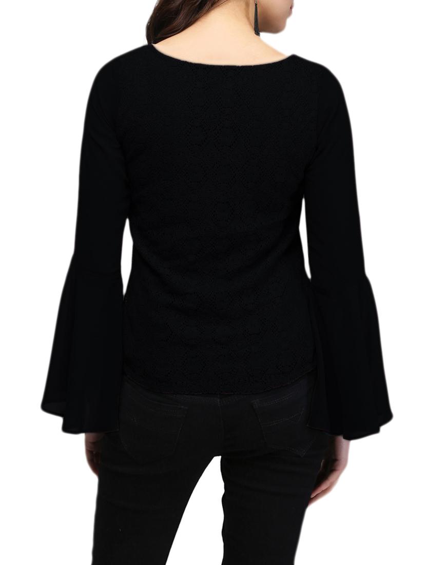 bell sleeved floral laced top - 14743150 - Standard Image - 2