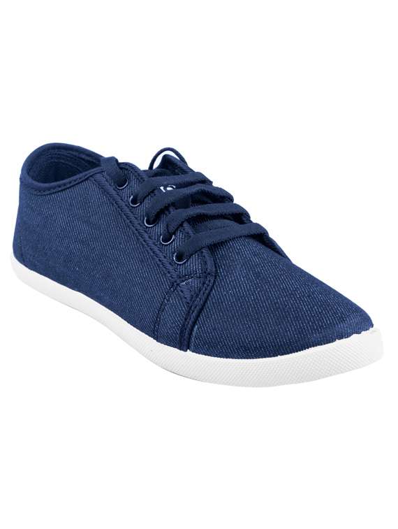 blue canvas laceup sneakers