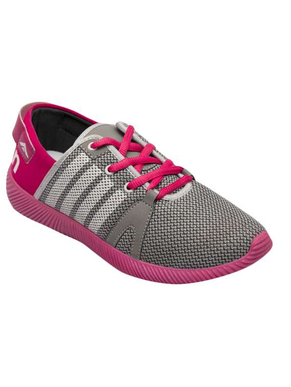 grey canvas laceup sports shoes