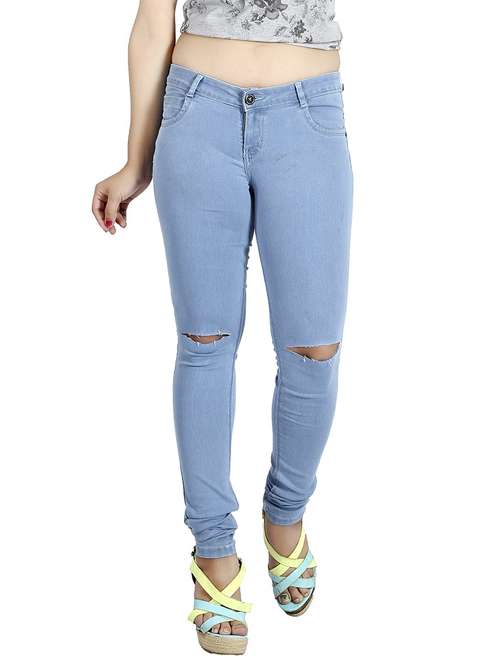 women's slash knee slim fit jeans - 14750569 - Standard Image - 0
