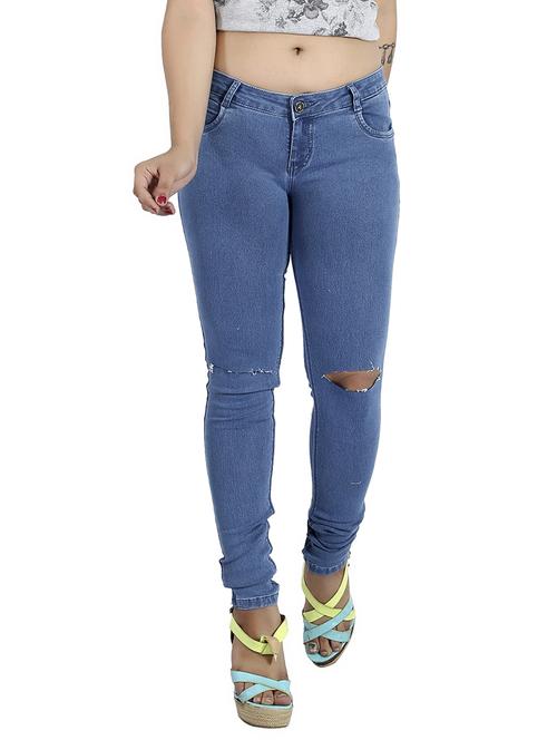 women's slash knee slim fit jeans - 14750571 - Standard Image - 0