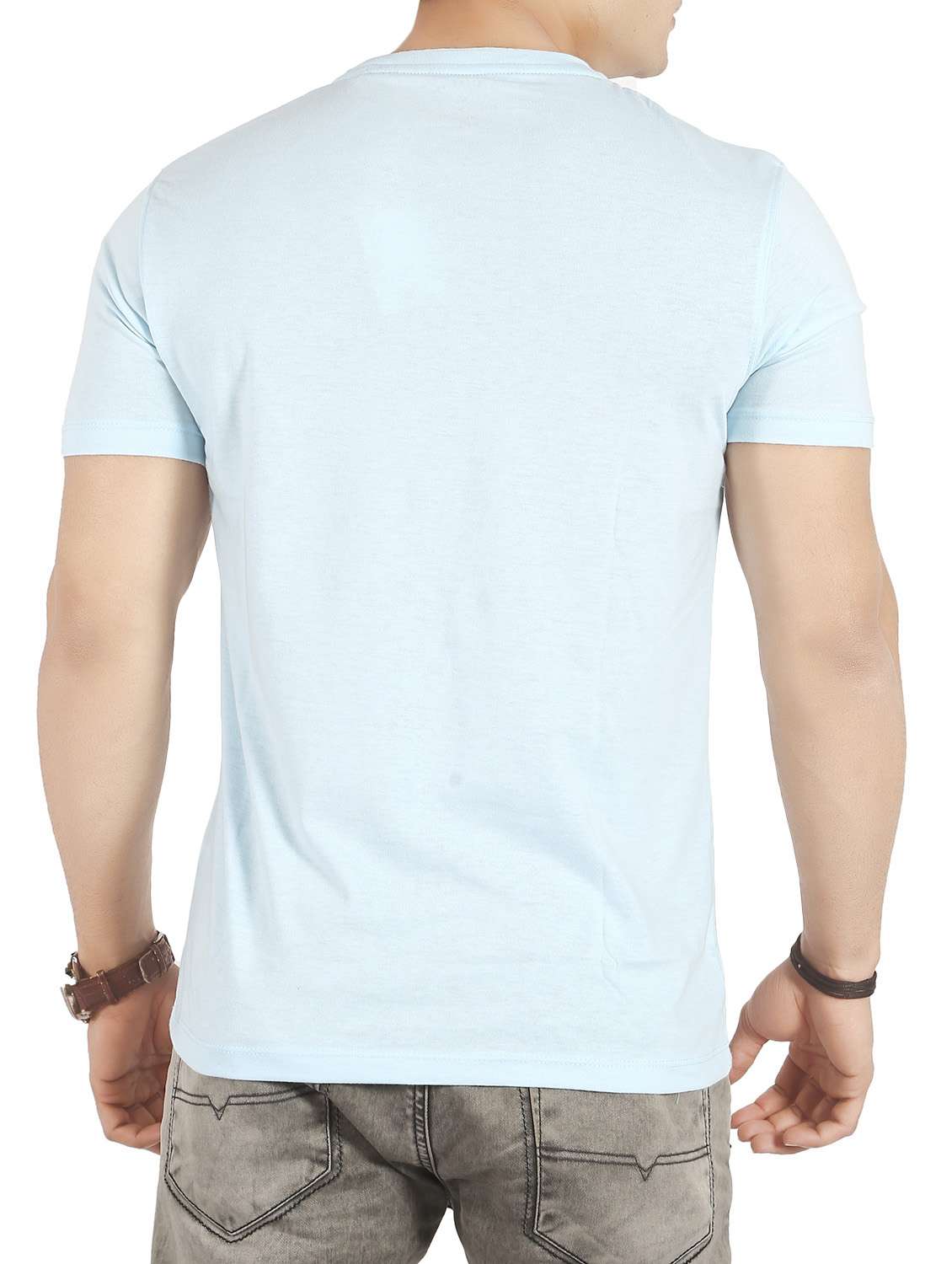light blue cotton front print tshirt - 14751078 -  Standard Image - 2