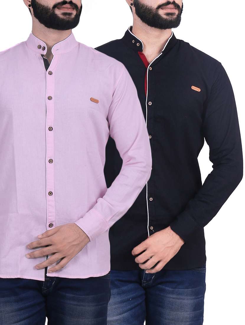 multi colored cotton blend casual shirt (set of 2)