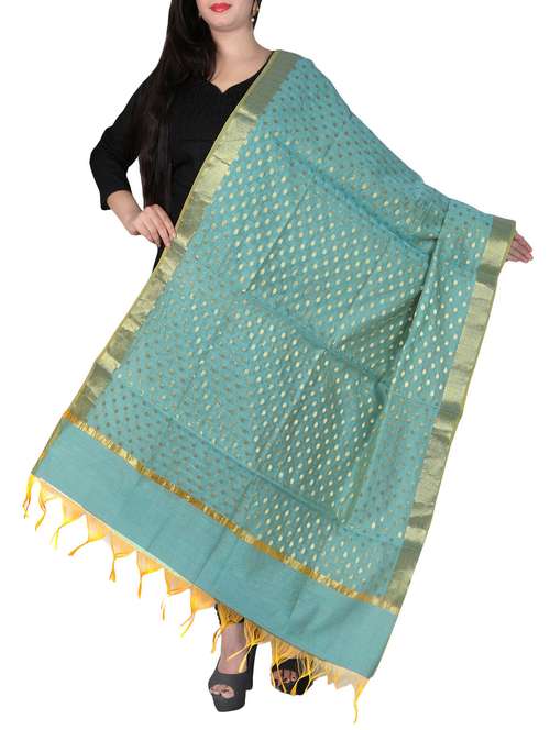 sku blue chanderi dupatta - 14761263 - Standard Image - 0