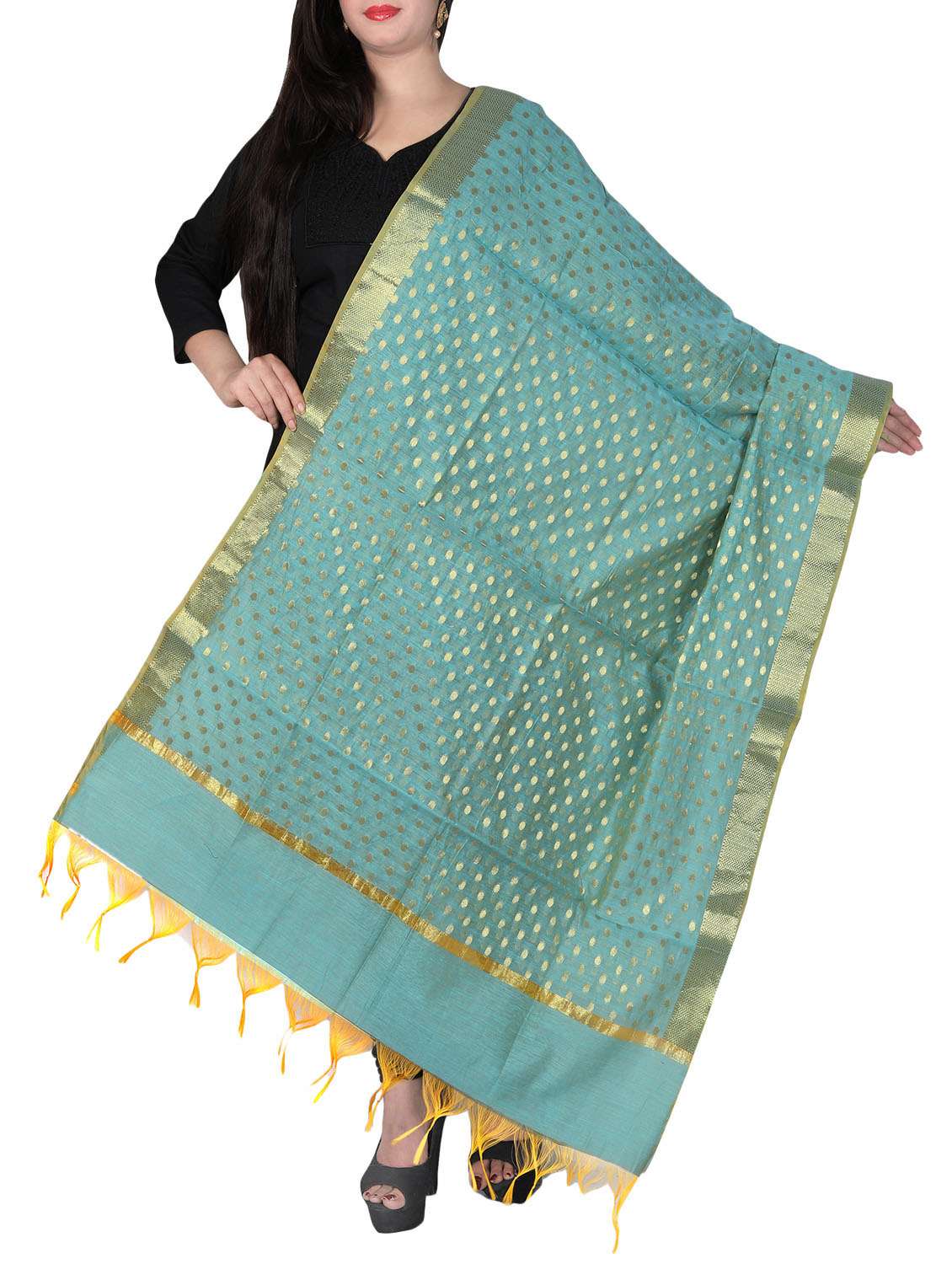 sku blue chanderi dupatta - 14761263 - Zoom Image - 0