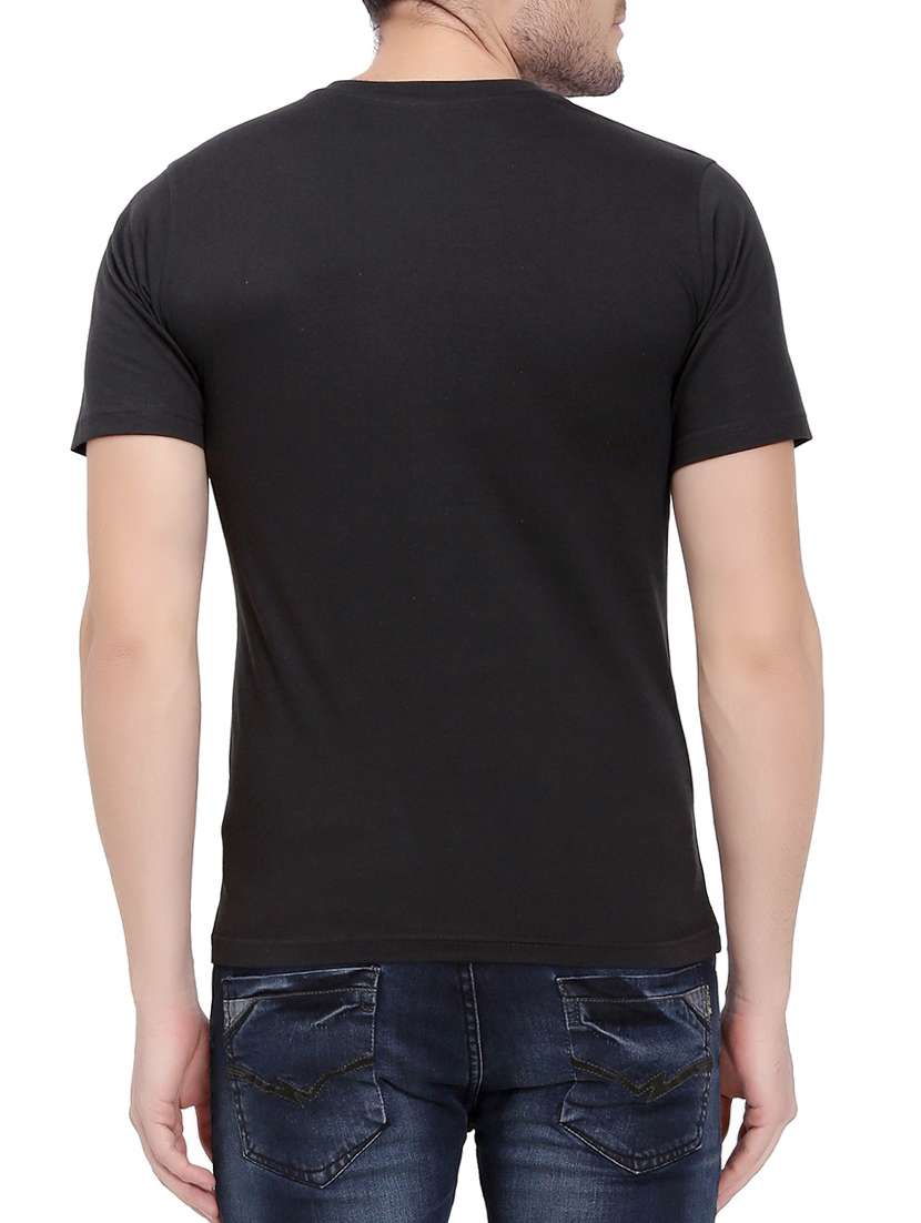black cotton front print tshirt - 14762061 -  Standard Image - 2