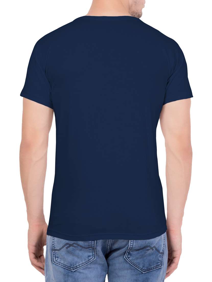 navy blue cotton chest print tshirt - 14763401 -  Standard Image - 2
