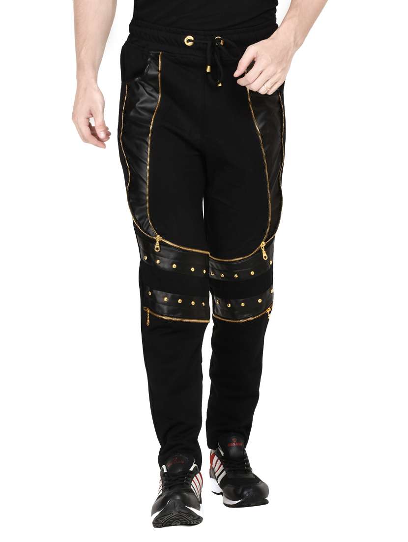 black cotton  full length track pant