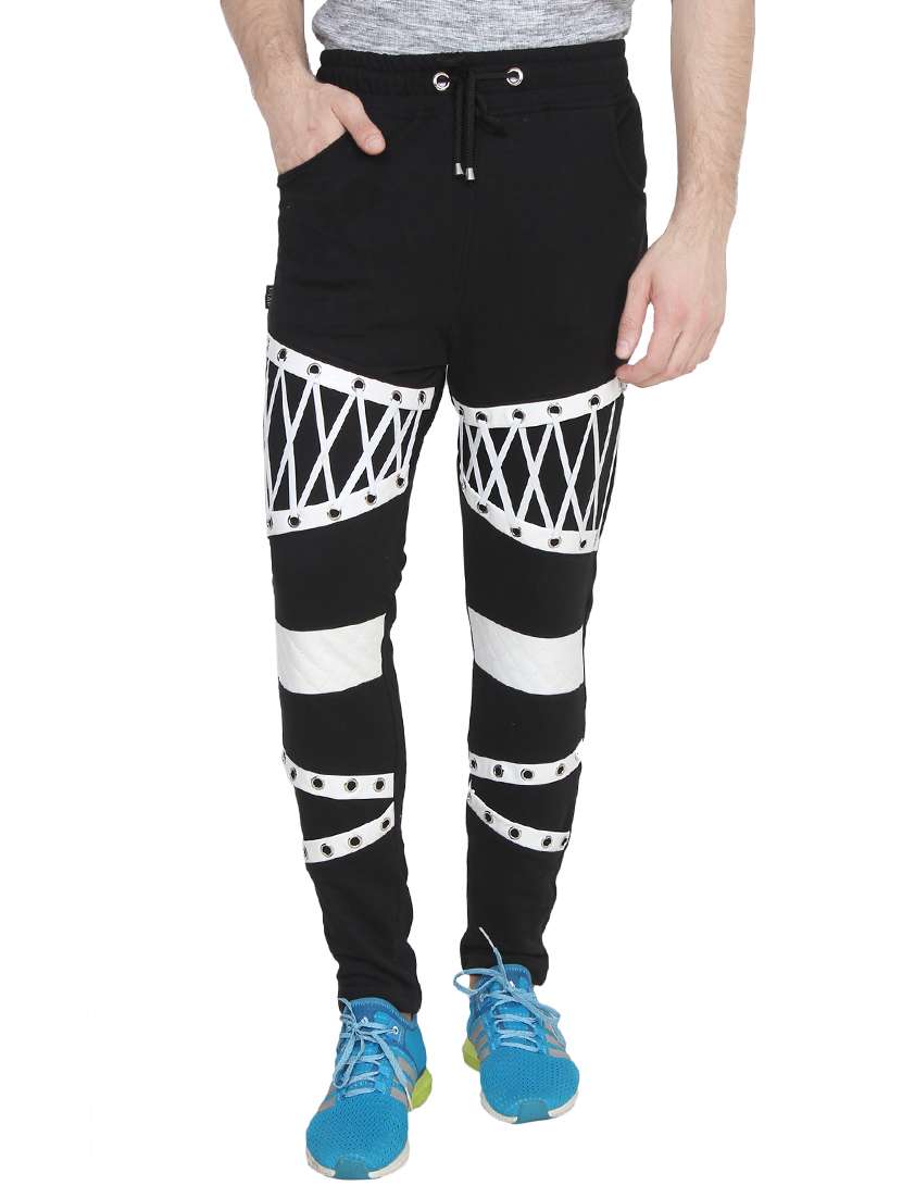 black cotton  full length track pant