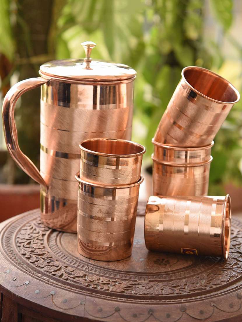 frestoldesigner copper jug with six glasses