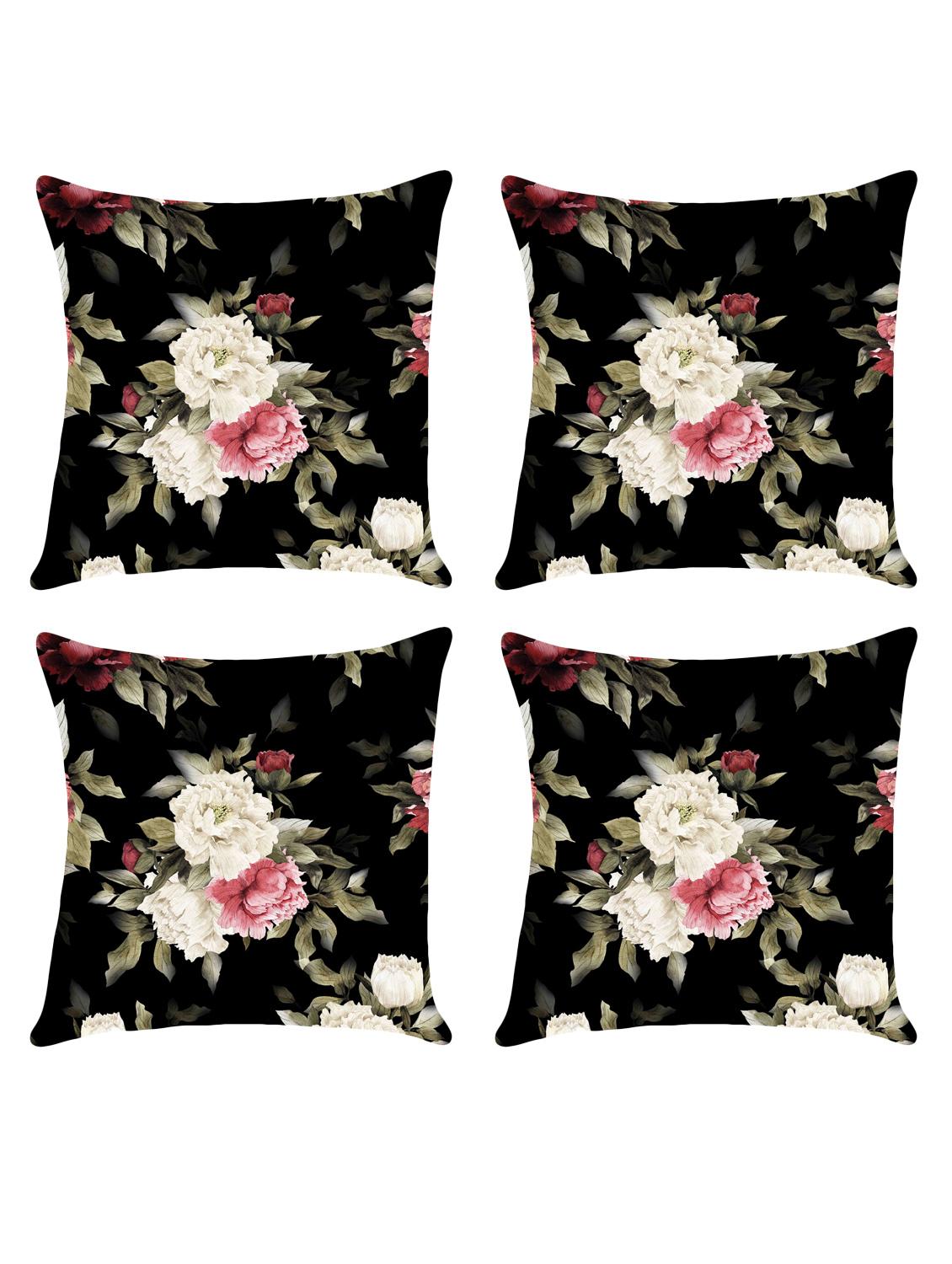 digital printed cushion cover with flower design set of 4 - 14766399 -  Zoom Image - 0