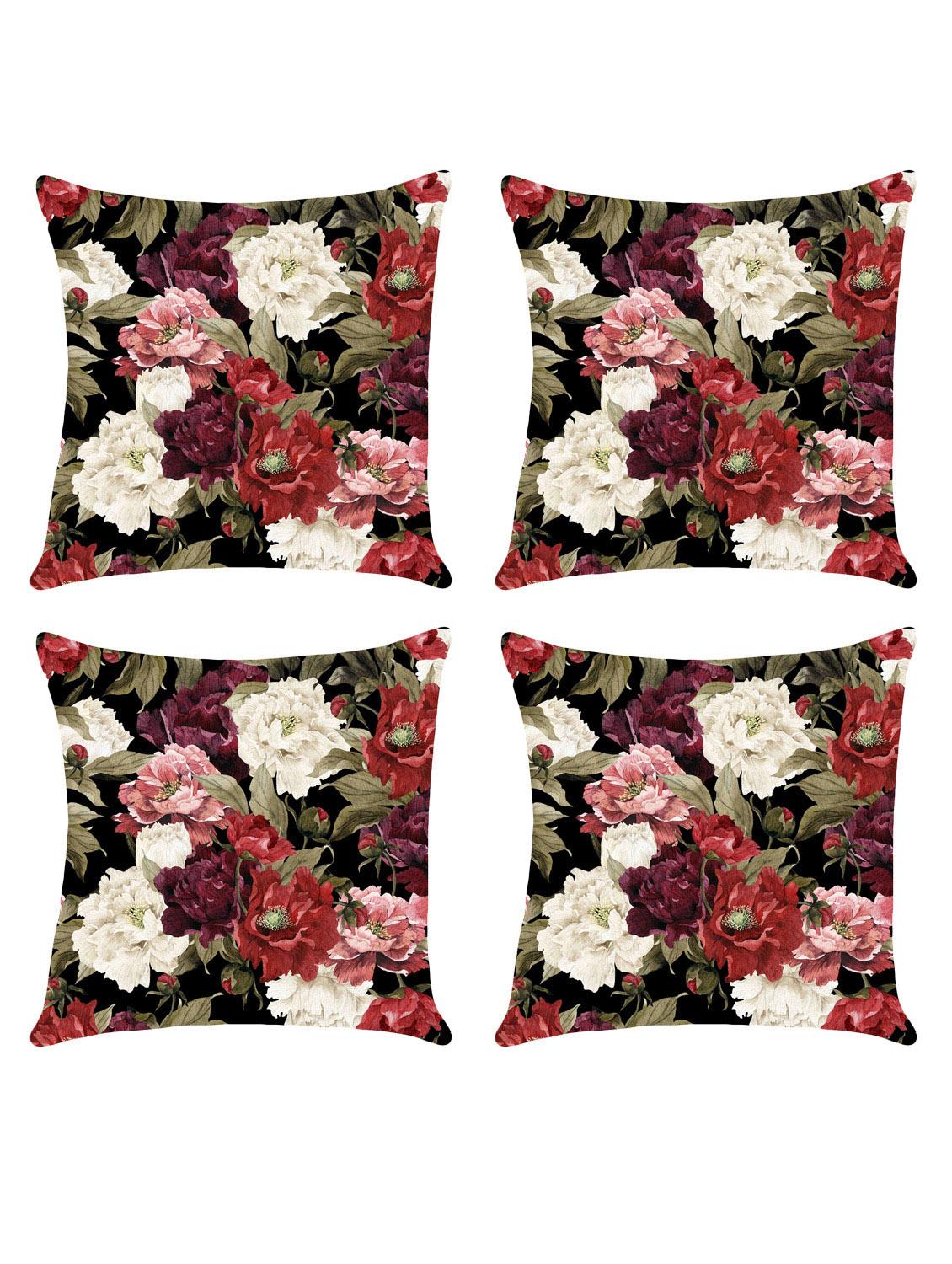 digital printed cushion cover with flower design set of 4 - 14766400 - Zoom Image - 0
