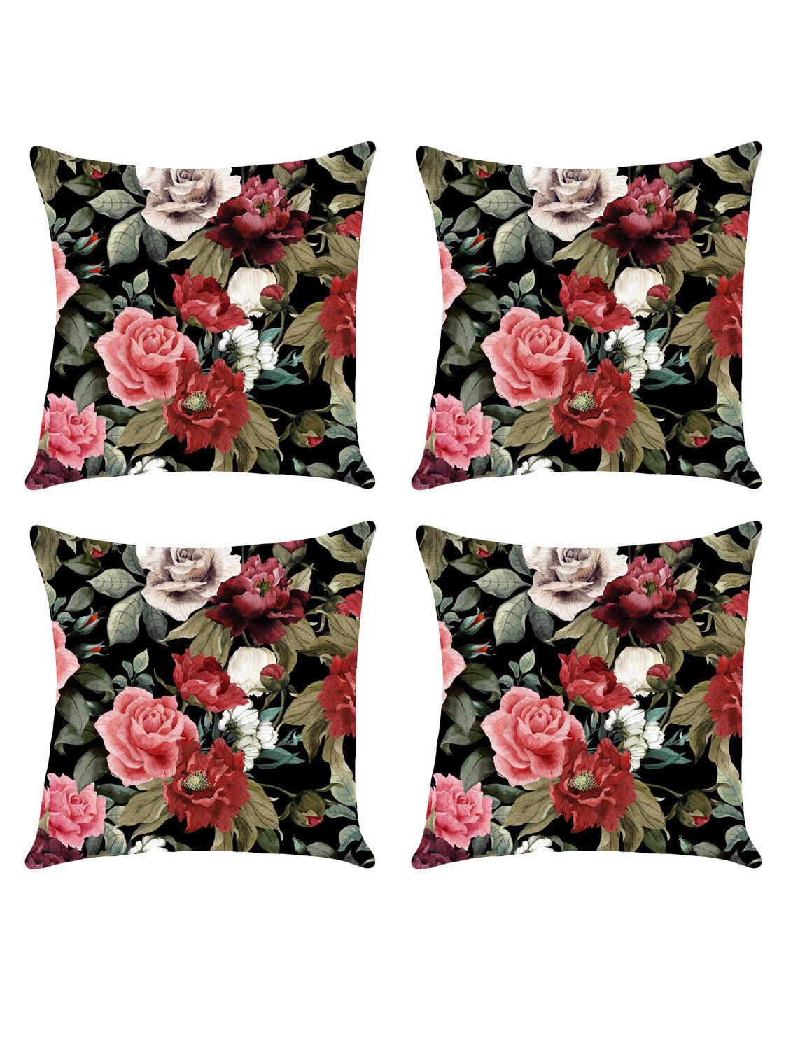 digital printed cushion cover with flower design set of 4 - 14766404 - Zoom Image - 0