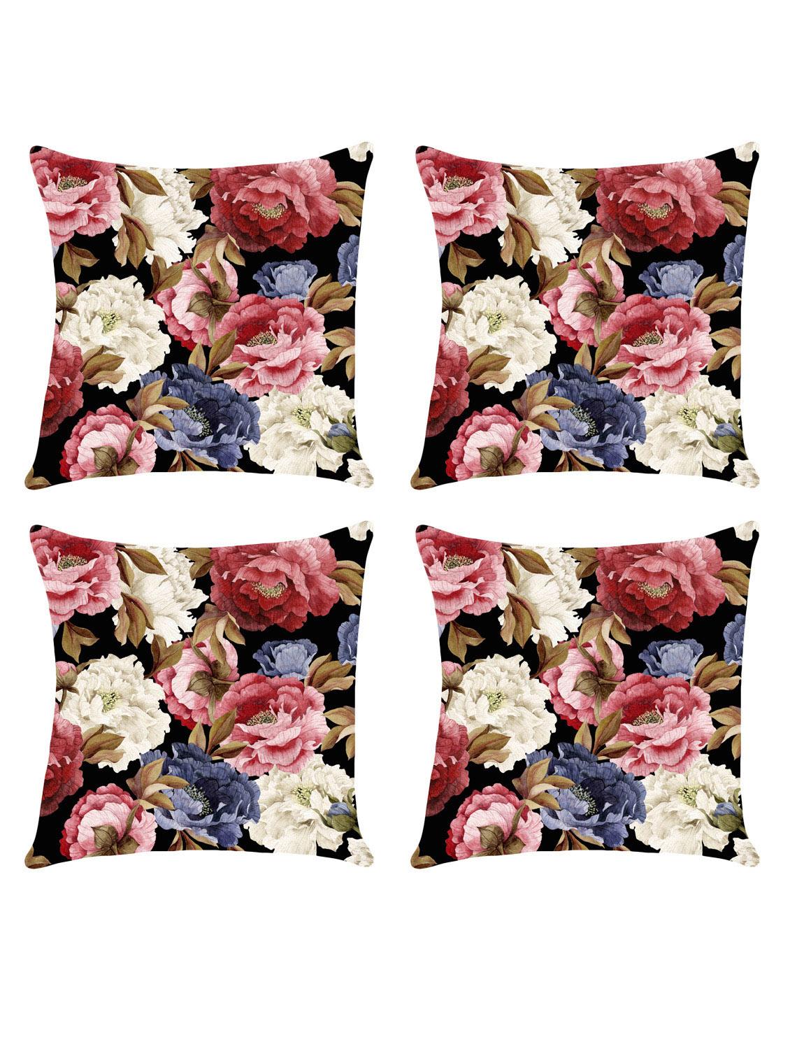 digital printed cushion cover with flower design set of 4 - 14766407 - Zoom Image - 0