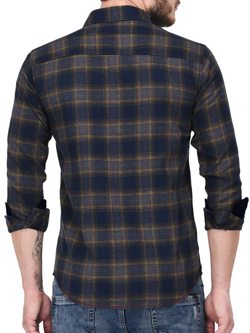 navy blue cotton casual shirt - 14766868 - Standard Image - 2