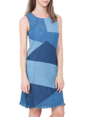 frayed hem denim dress