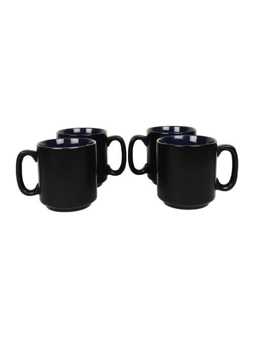black matt finish with inside dark blue coffee mugs - set of 4 - 14770216 - Standard Image - 0