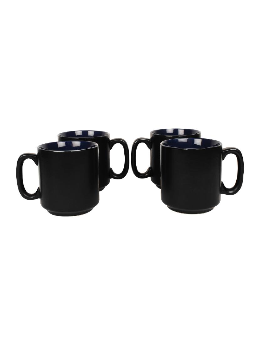 black matt finish with inside dark blue coffee mugs - set of 4 - 14770216 - Zoom Image - 0