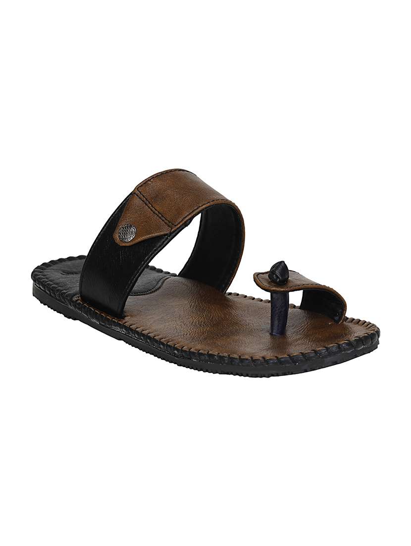 brown leatherette slip on slipper - 14772892 - Zoom Image - 0