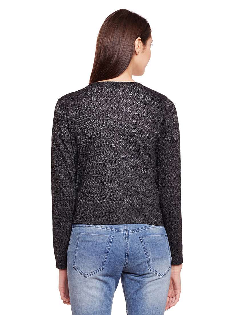 black cotton casual shrug - 14773102 -  Standard Image - 2