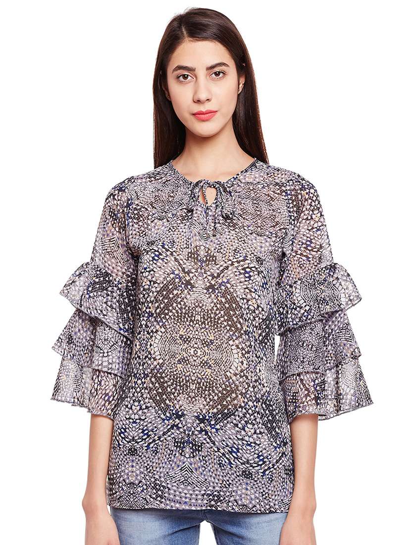 women's straight tie-up neck top