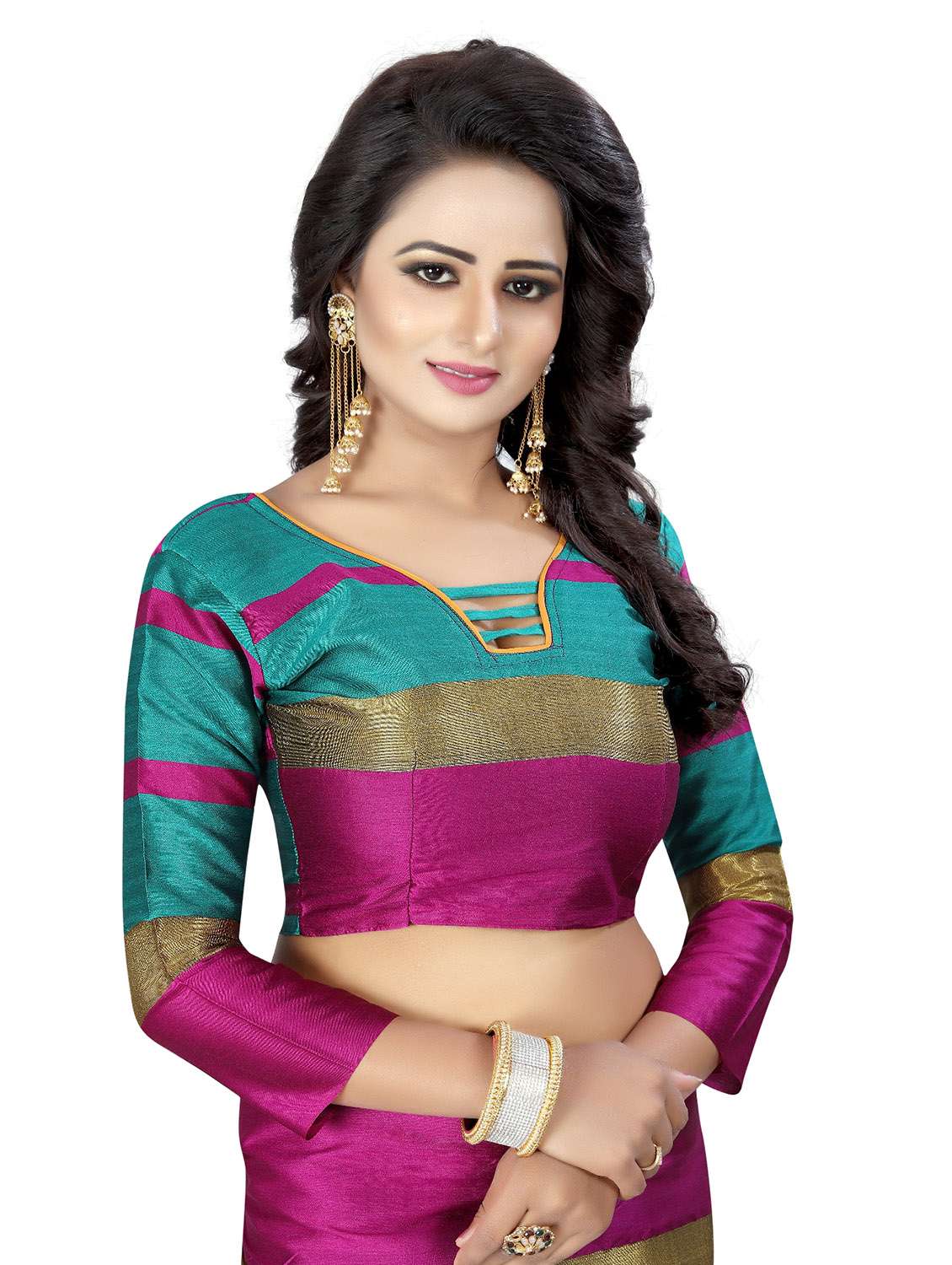 turquoise cotton silk woven saree with blouse - 14773543 - Standard Image - 2
