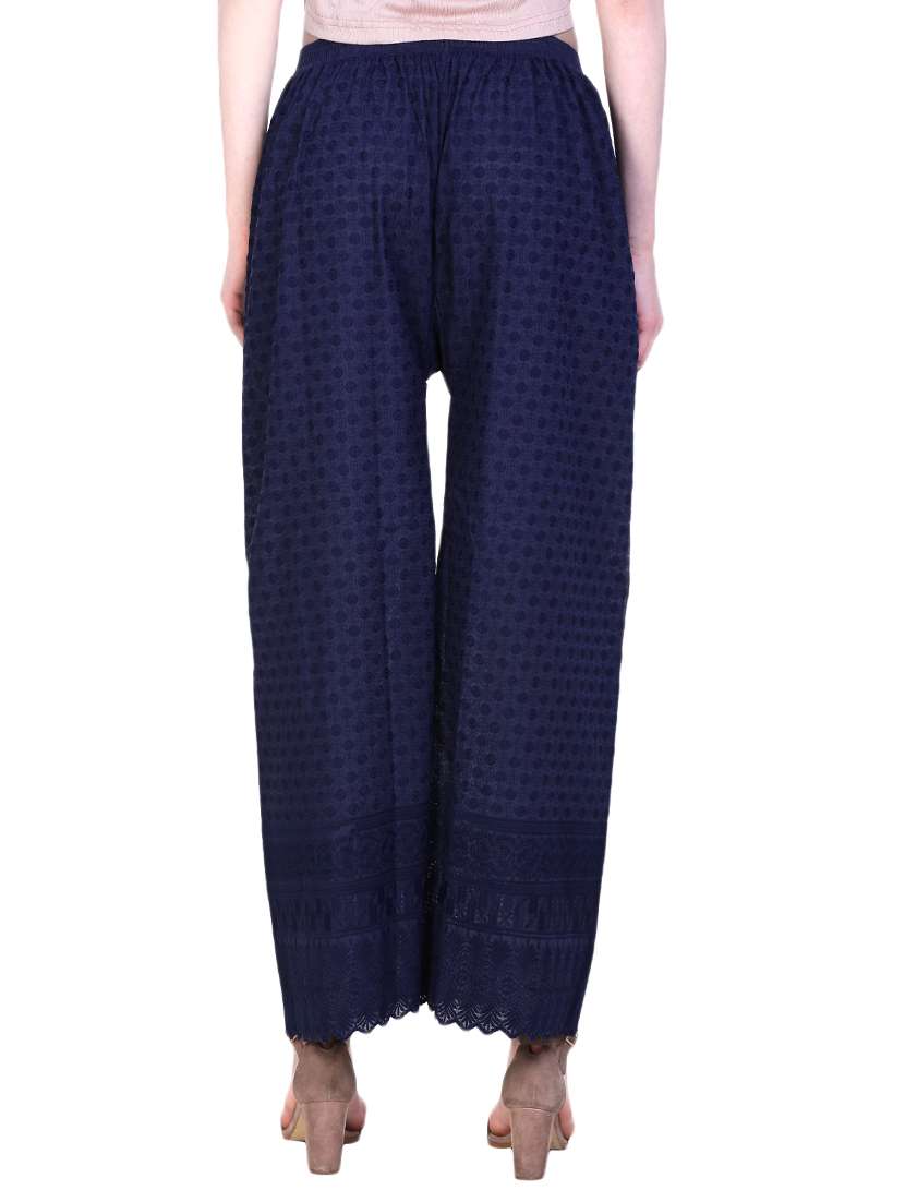 navy blue cotton straight palazzo - 14773629 -  Standard Image - 2