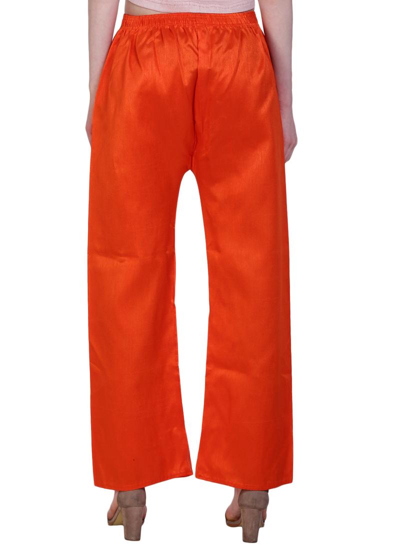 orange silk blend palazzos - 14773631 - Standard Image - 2