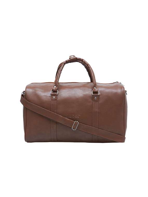 brown leatherette (pu) dufflebag