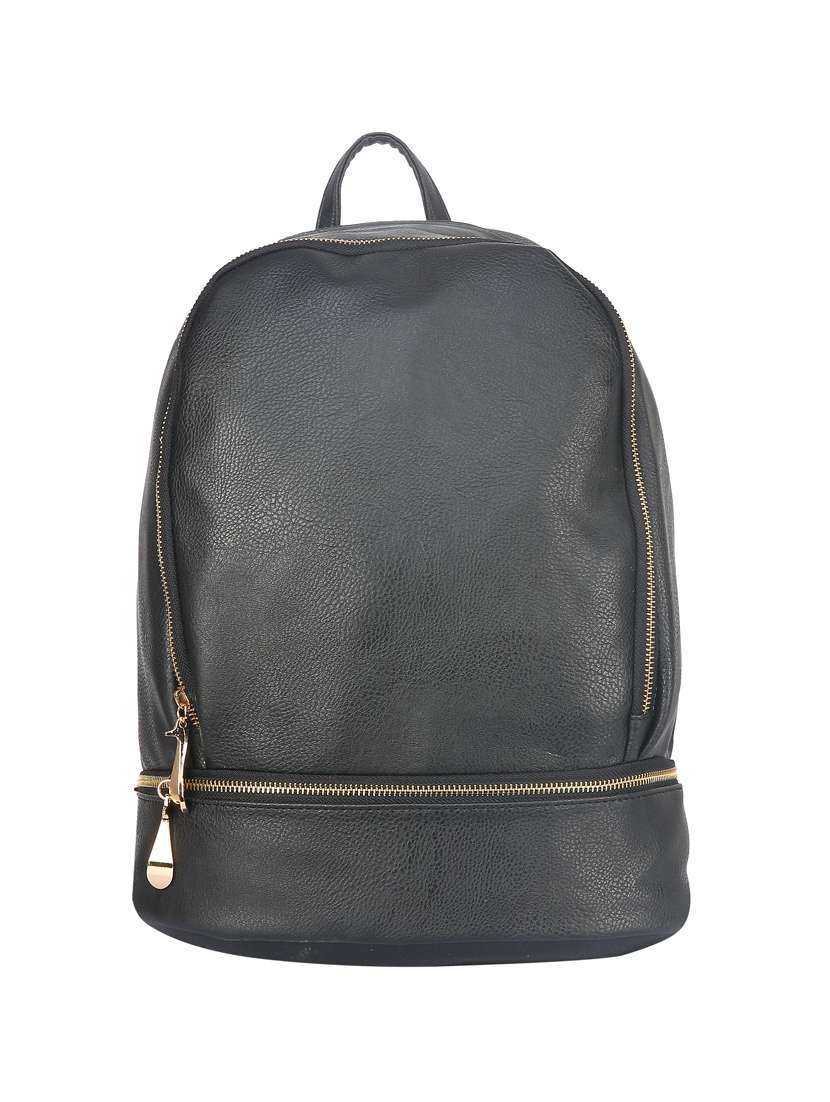 black leatherette fashion backpack