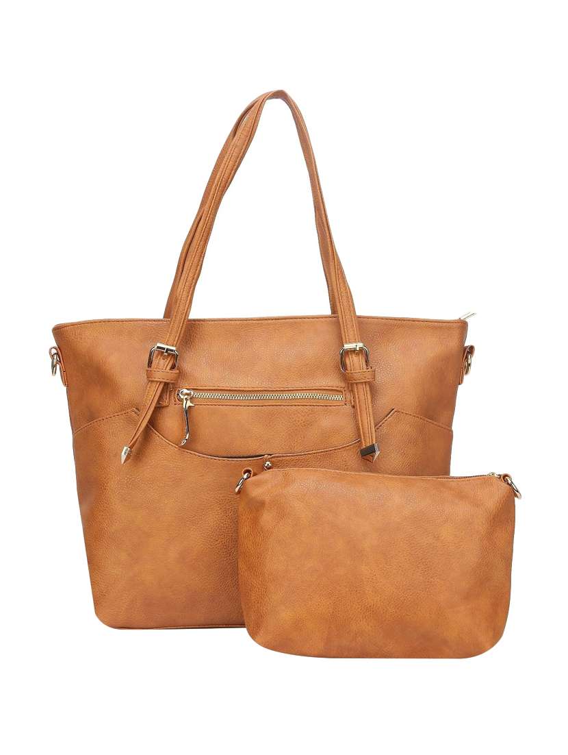 brown leatherette  regular handbag