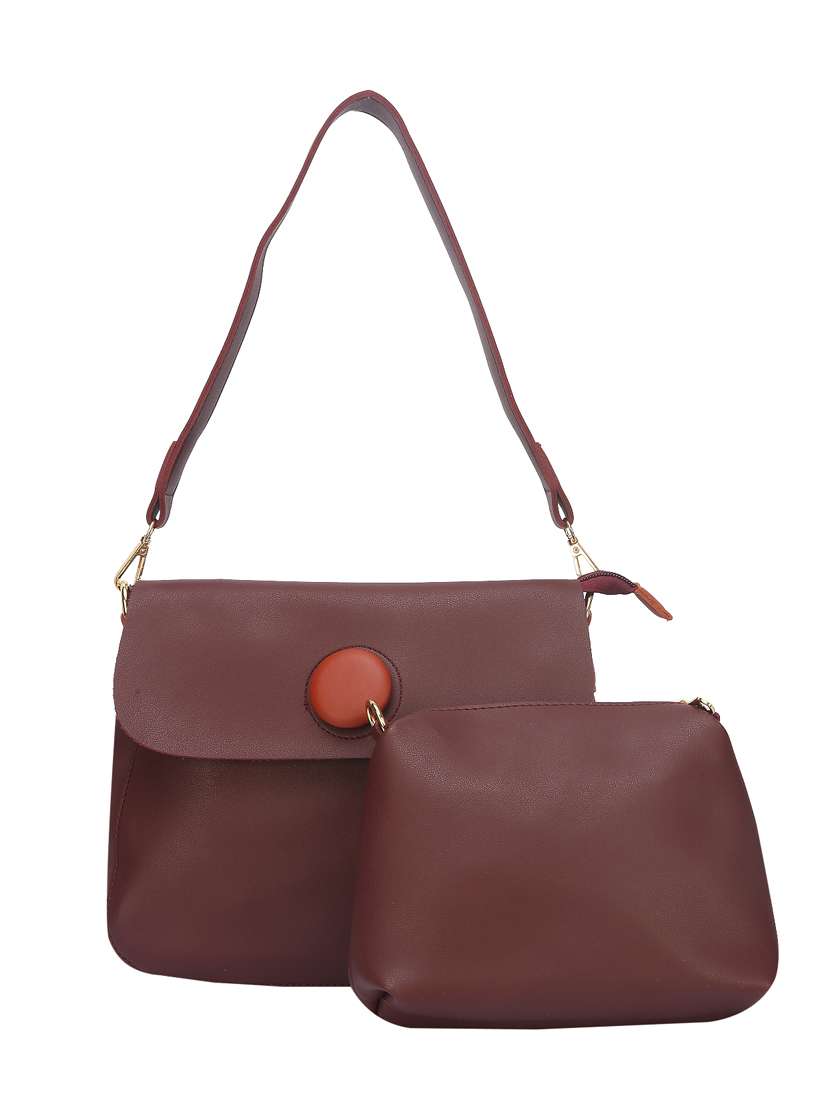 red leatherette  regular handbag