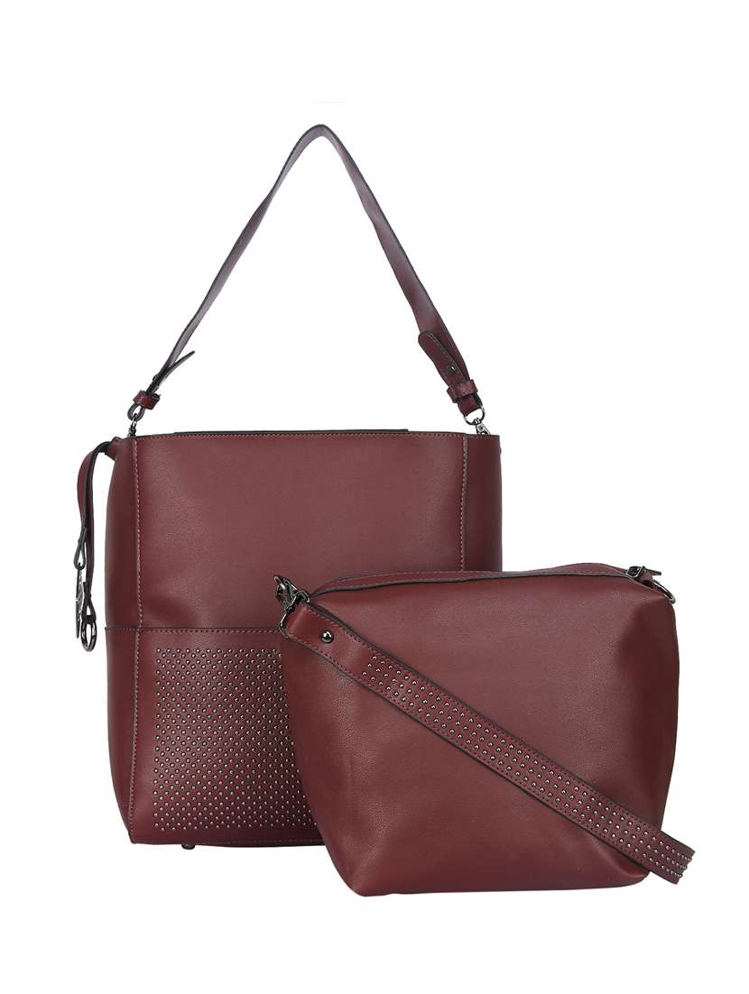 red leatherette regular handbag