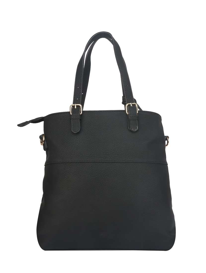 black leatherette  regular handbag