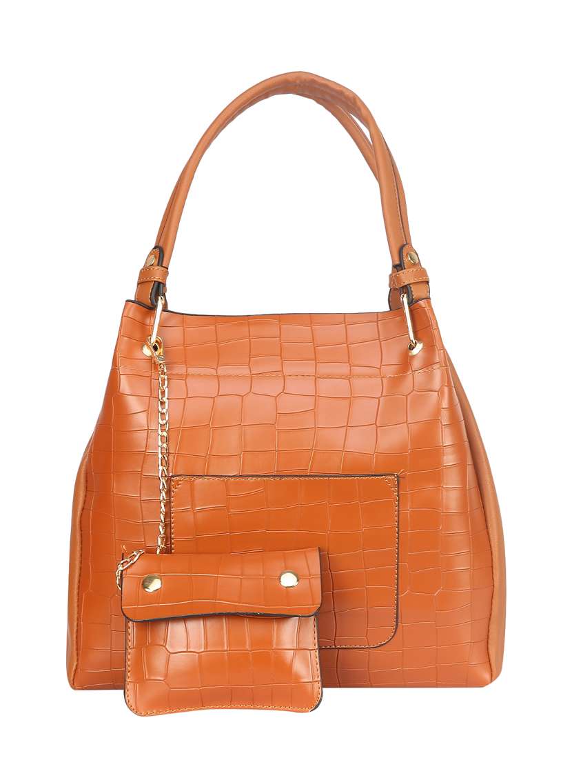 brown leatherette  regular handbag