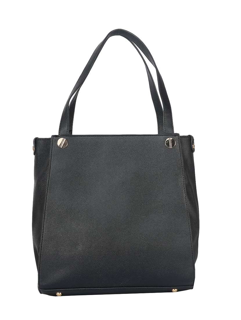 black leatherette  regular handbag