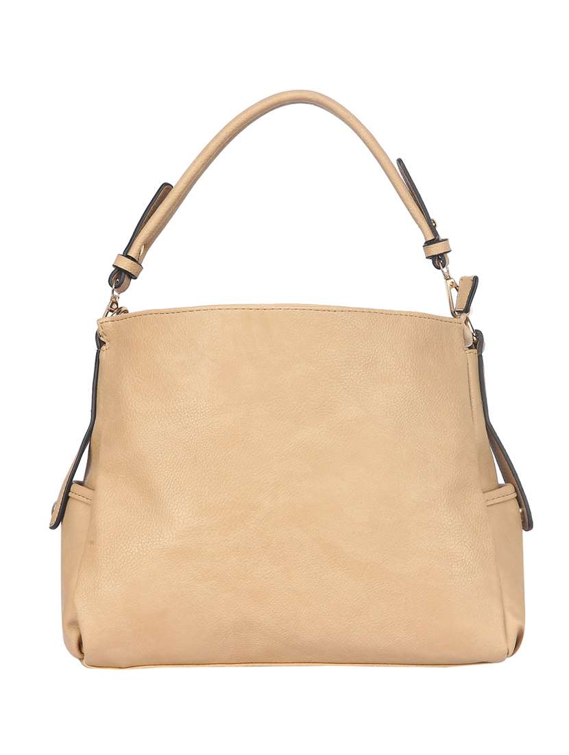 beige leatherette regular handbag
