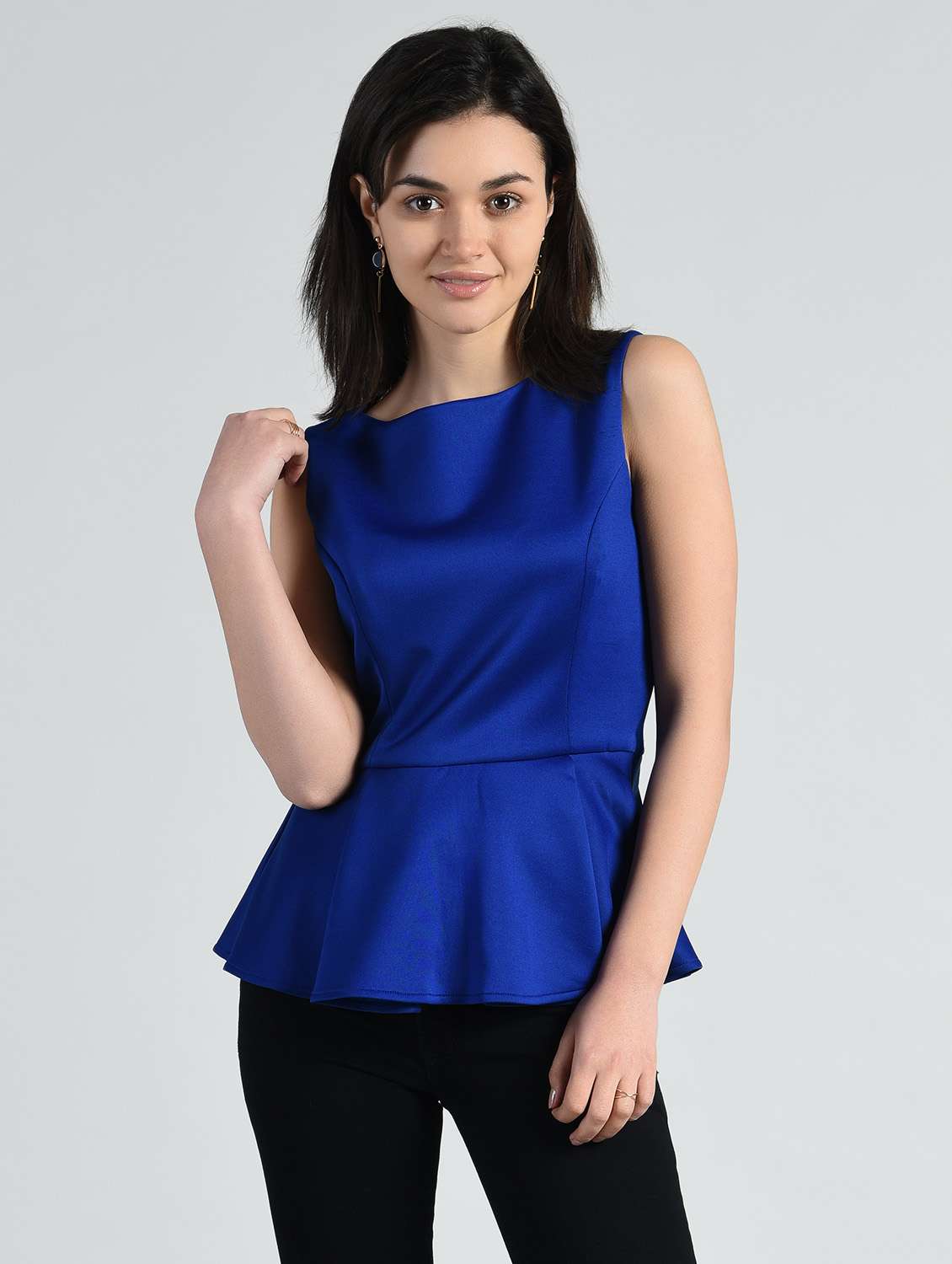 women's peplum boat neck top