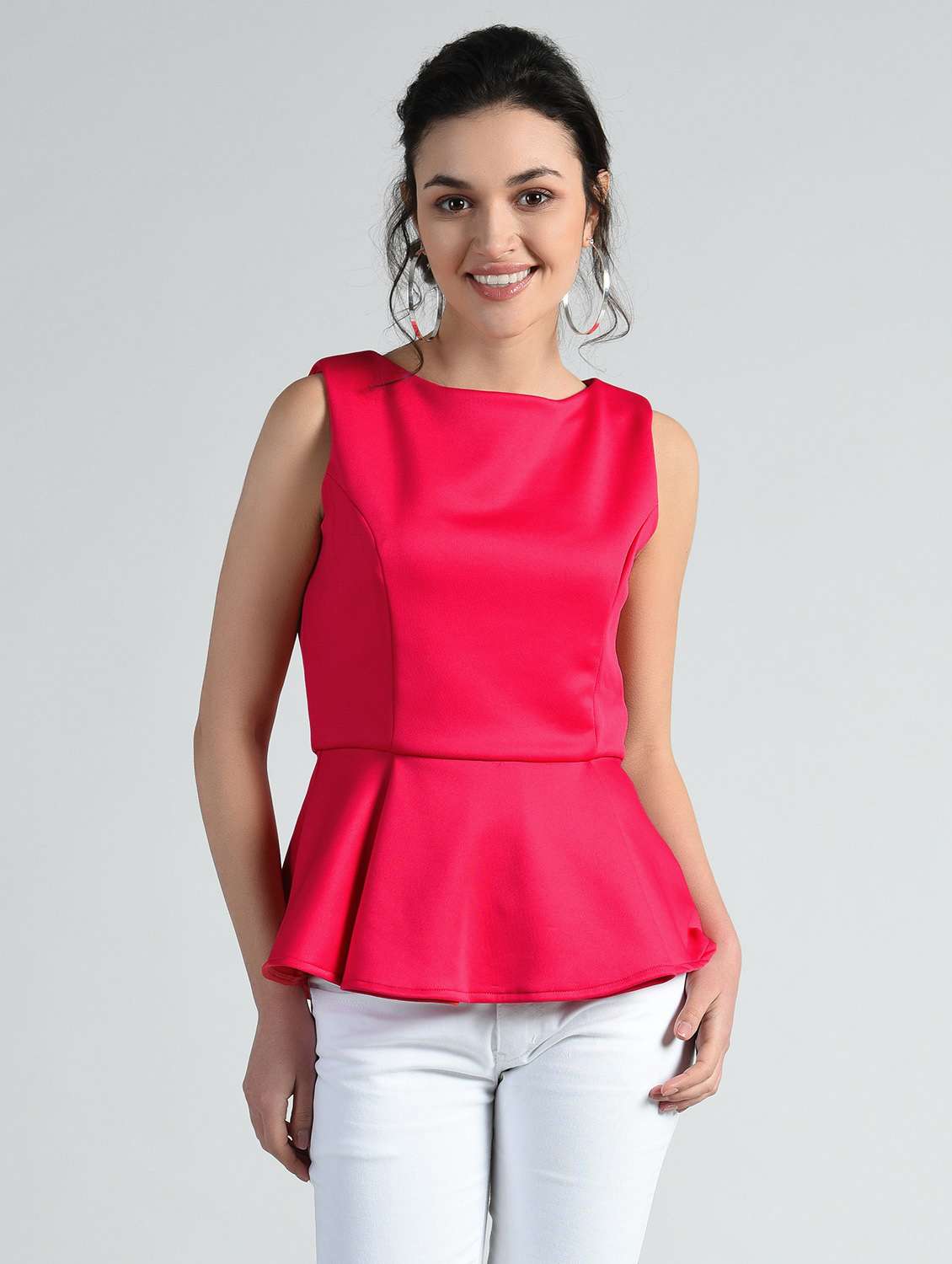 women's peplum boat neck top