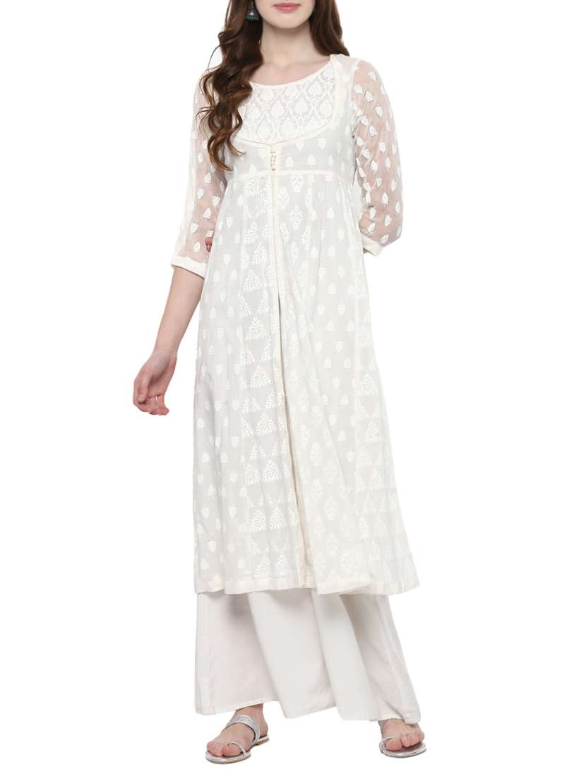 white cotton anarkali kurta