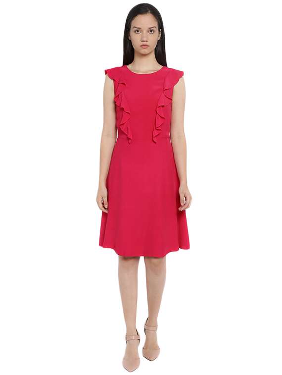 pink viscose a-line dress