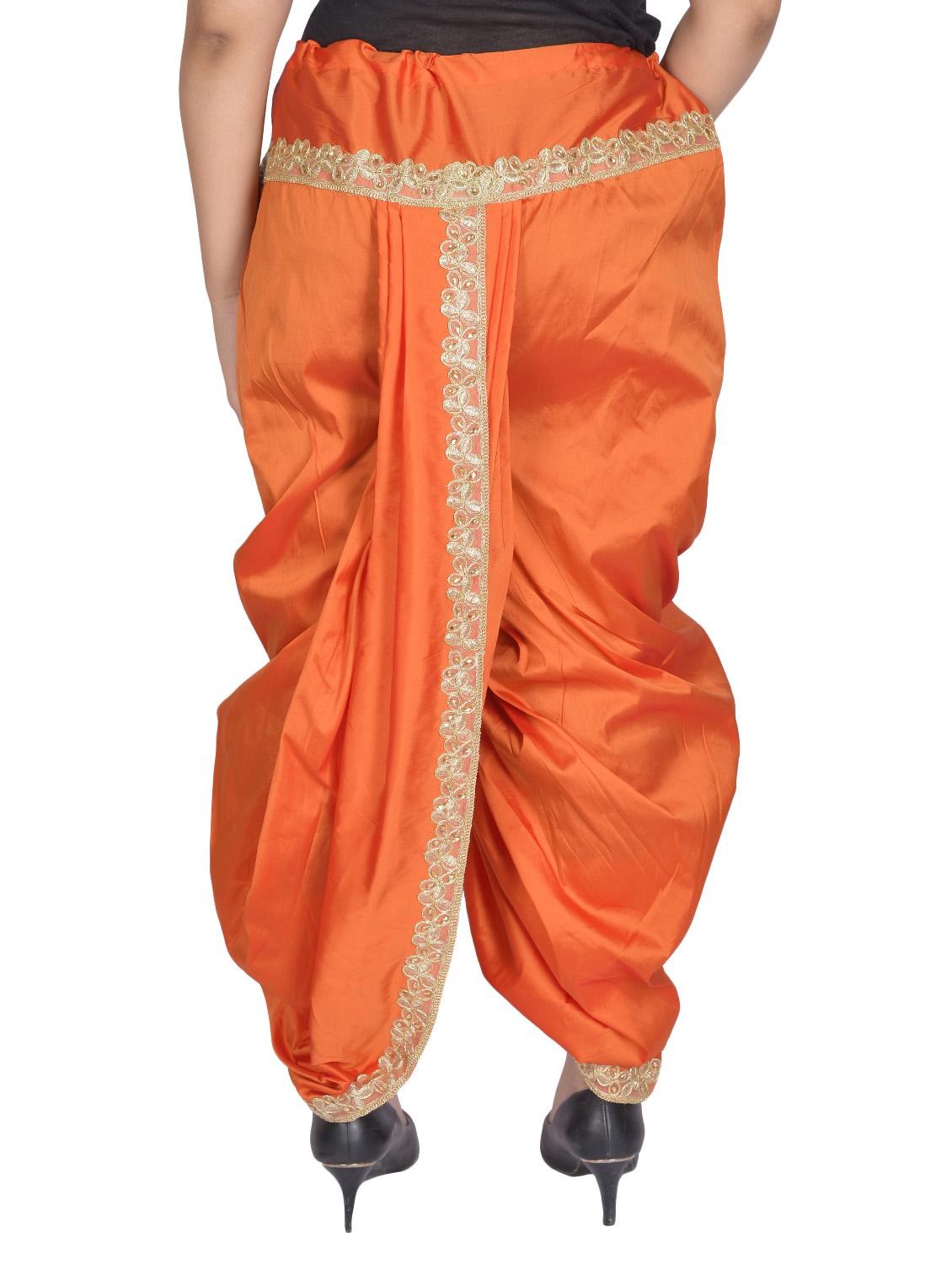 orange satin dhoti salwar salwars - 14783061 - Standard Image - 2