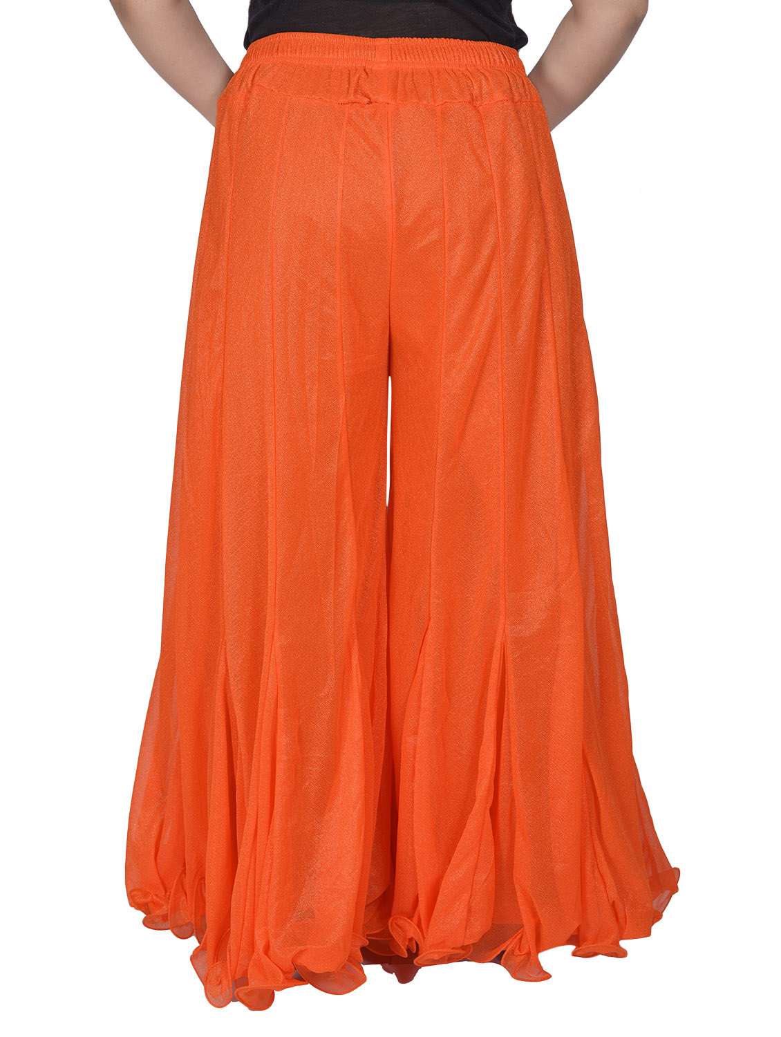 orange net flared palazzo - 14783065 - Standard Image - 2