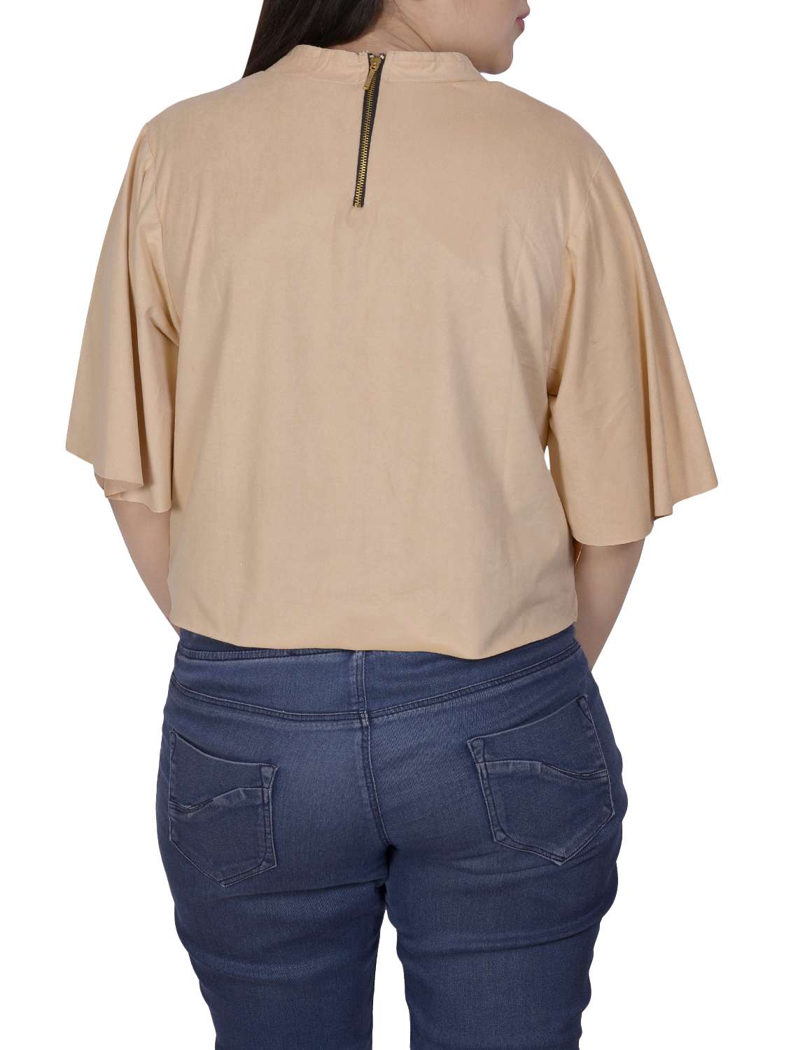 beige velvet crop top - 14783074 - Standard Image - 2