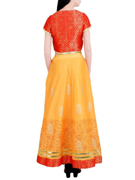 yellow chanderi silk lehenga - 14783358 -  Standard Image - 2
