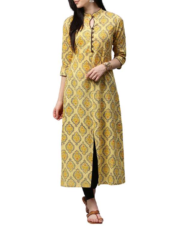 yellow cotton aline kurta