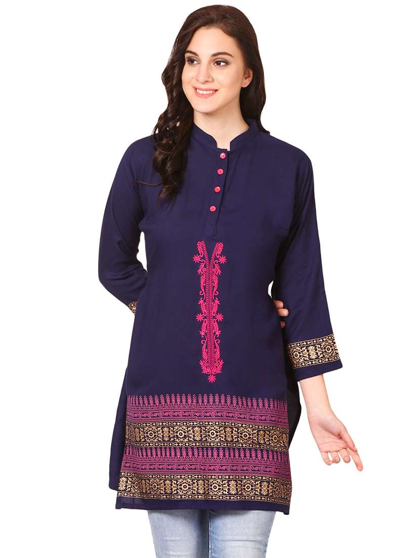blue rayon straight kurti